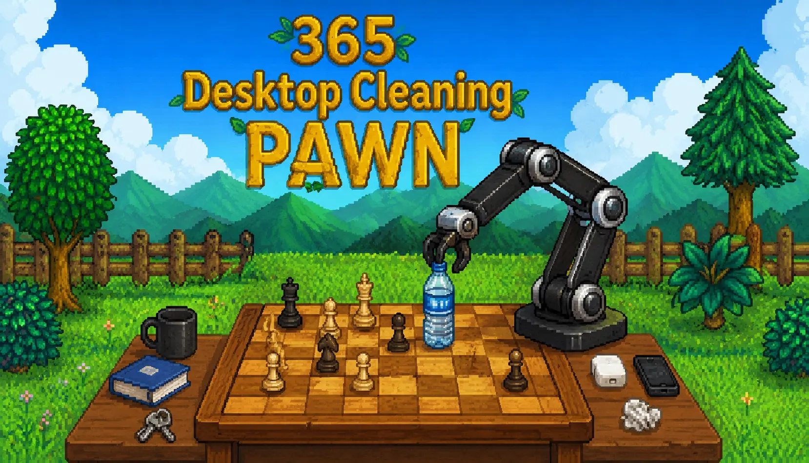 365 Desktop Cleaning PAWN with a Galaxea A1Z robotic arm