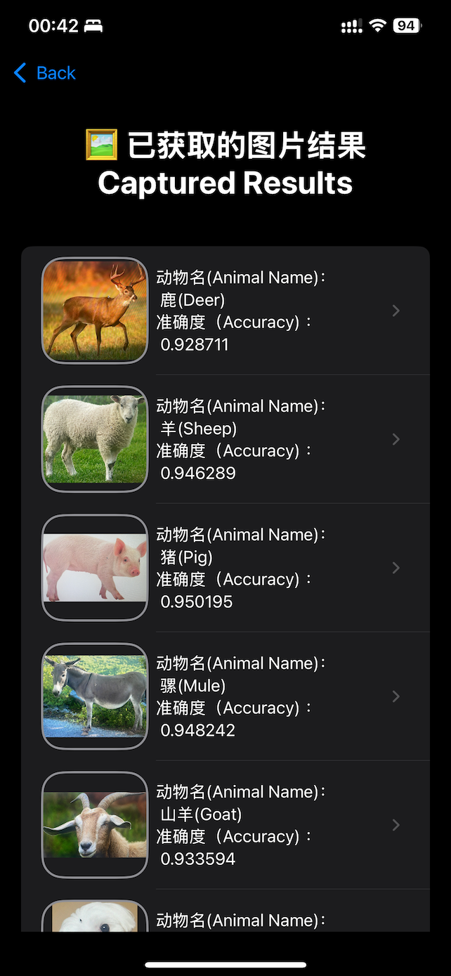 识别历史列表